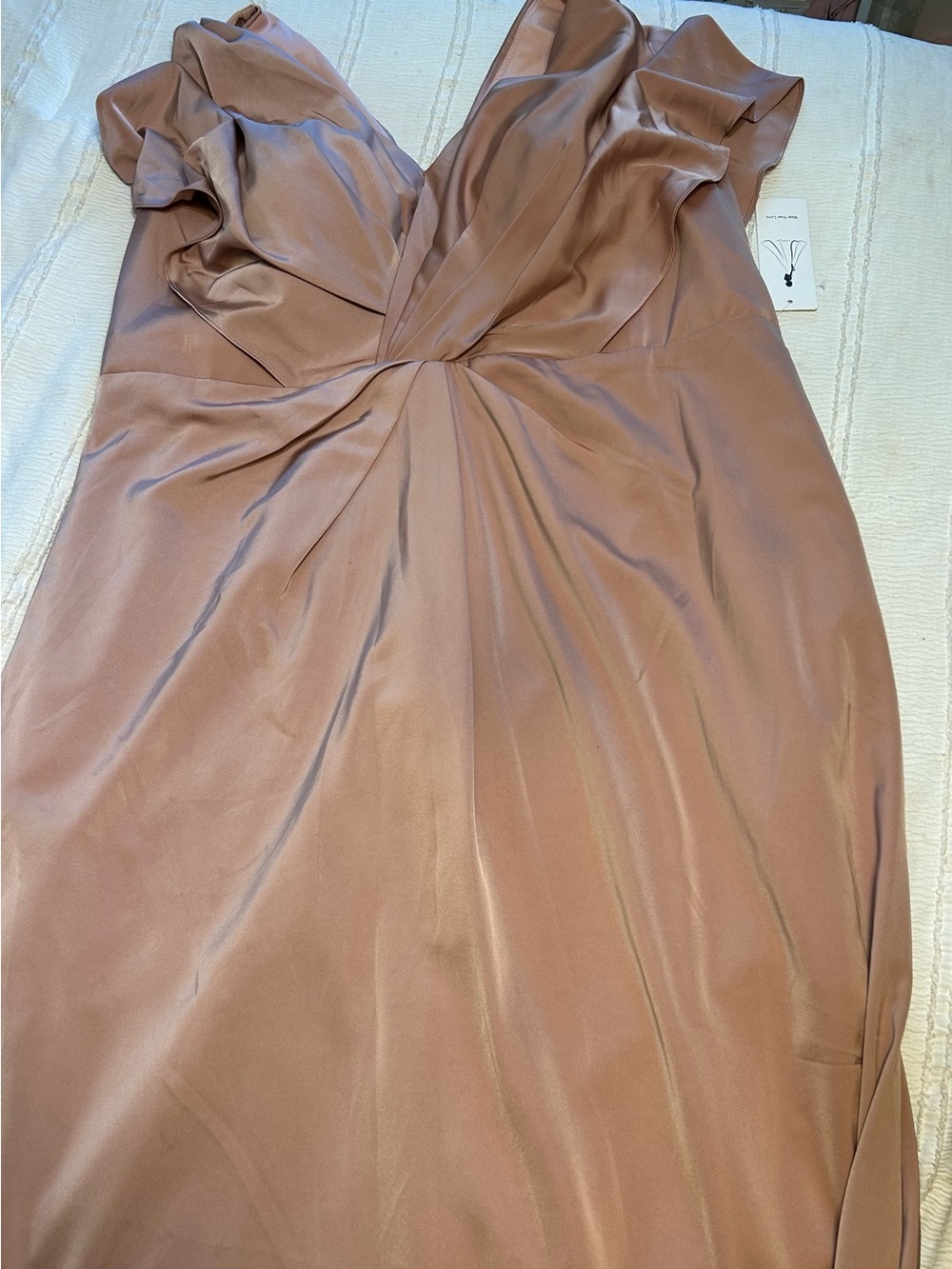 Elegant Dusty Rose V-Neck Twist Front Women's Dress - Picture 2 of 9